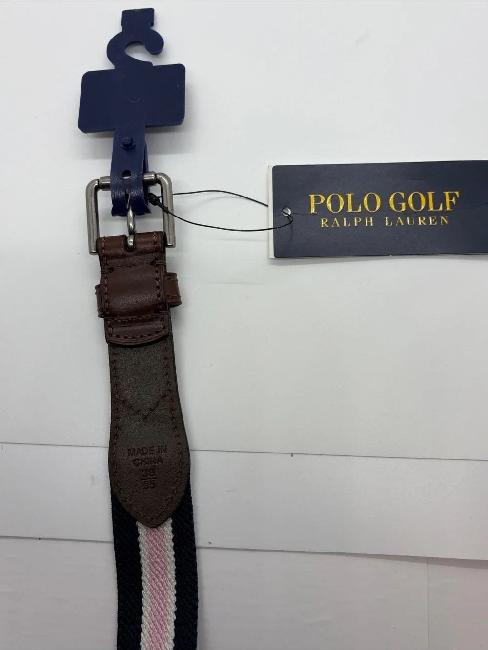 Ralph Lauren Men’s Polo golf belt sz 38 NWT Pink,Navy&White